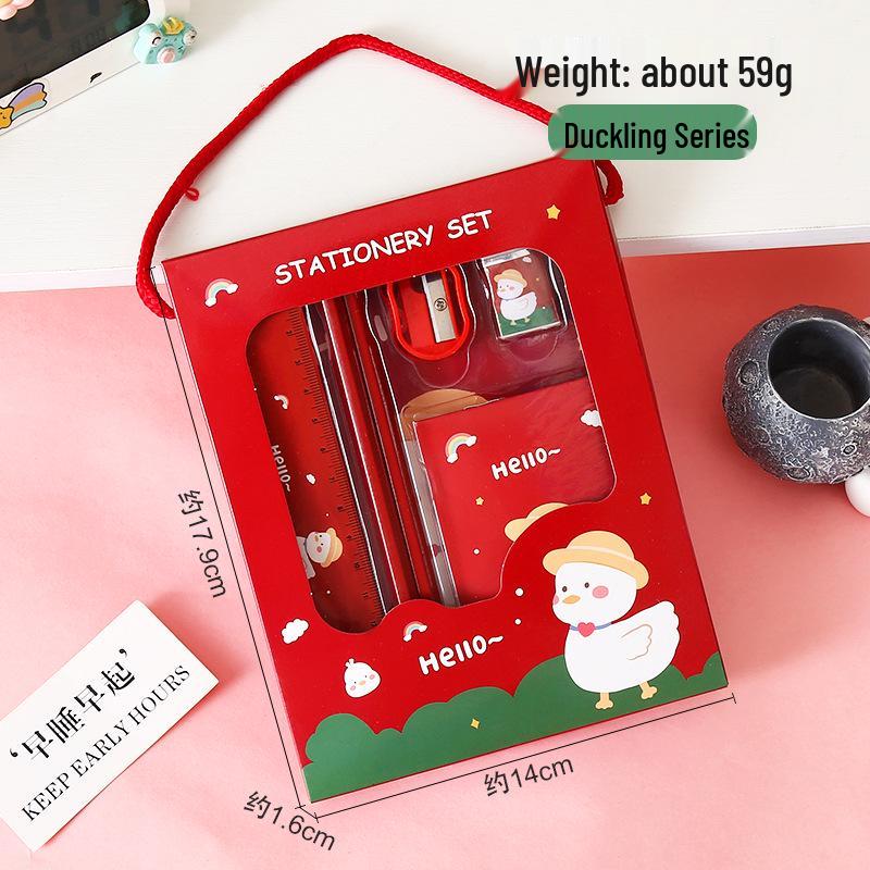 Ensemble de papeterie de dessin animé pour enfants: Trousse de crayons de six pièces pour la saison scolaire