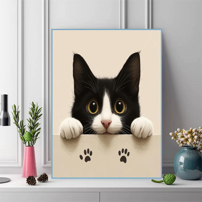 Tuxedo cat Pattern 3pcs 100% Round Full Drill 5D DIY Diamond Painting Embroidery Cross Stitch Rhinestone Décor