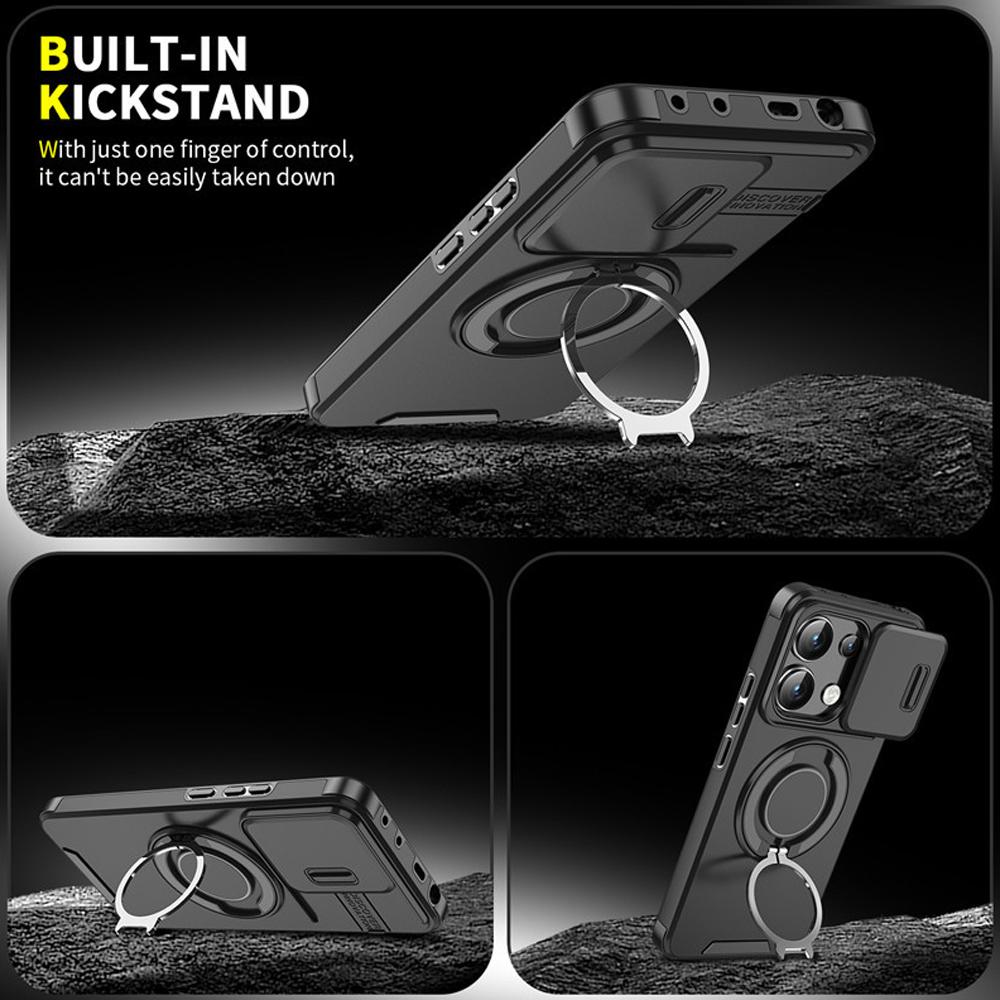Rotating Folding Stand Matte Case For Xiaomi 14T Magnetic Armor Phone Case For Xiaomi 14T 14 T Pro Slide Camera Protection Cover