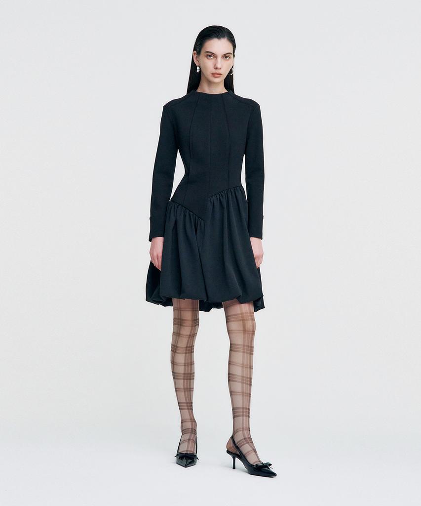 Kimjisu Raw Edge Balloon Dress _ Black