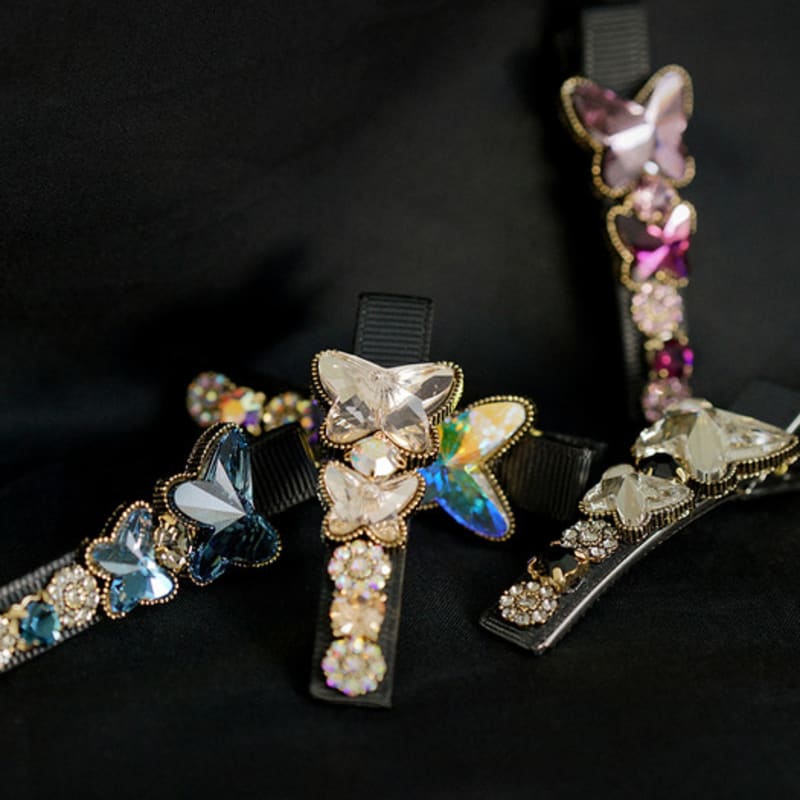 LUDE Doppelter Schmetterling Kristall Haarnadel