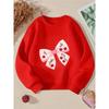 European sizes Crewneck Sweatshirt for Kids Featuring a Cherry Design with a Pink Bow And Polka Dots. Perfect for Sports And Casual Outings
