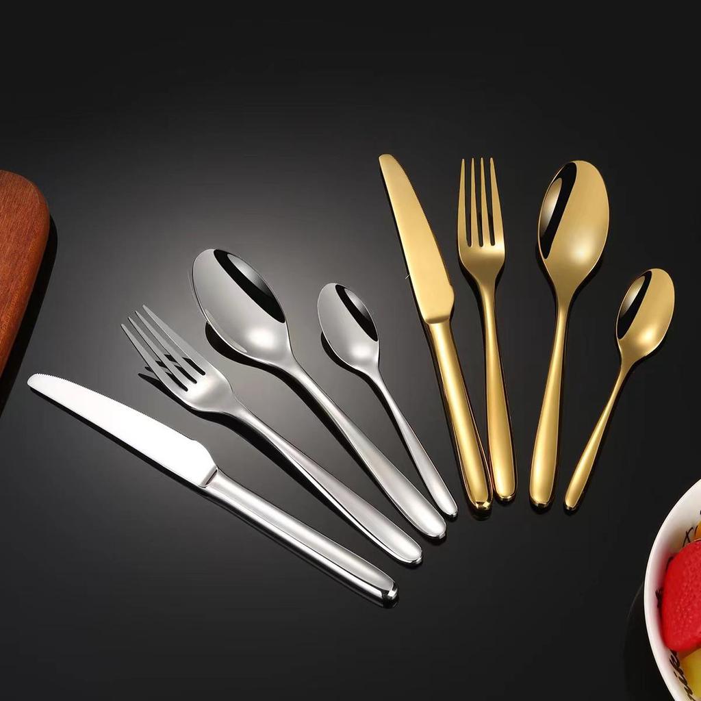 304 Stainless Steel Western Tableware Set: Thick Knife, Fork, Spoon, Dessert Spoon for High-End Restaurants and Luxury Hotels.