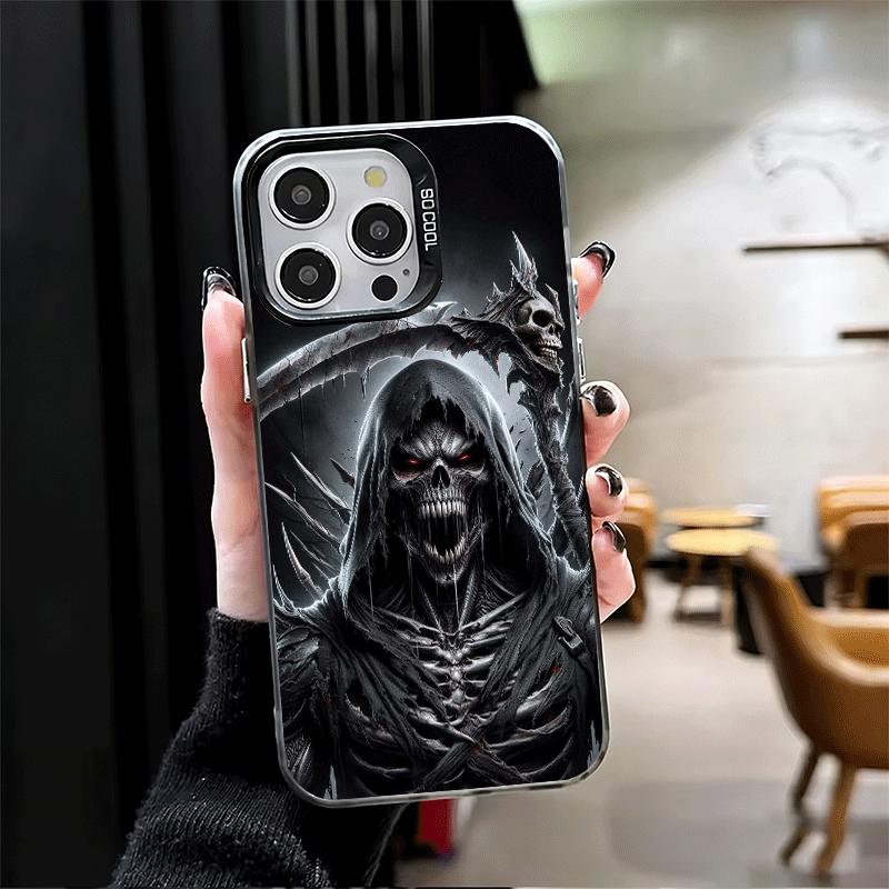 Tod Sensenmann Schädel Sense Weiche Handyhülle für iPhone 15 16 17 Pro Max 17Air 16E 14 Plus 13 12 Mini Stoßfeste Hülle Rückseite Sh