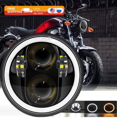 Universal 5 3/4 Inch 5.75" Led Car Motorcycle Headlight H4 Phare Farol Moto Headlamp Head Light For Indian Scout Honda