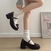 Simple and gentle black round head heightened thick-soled Mary Jane shoes women's 2025 new spring and autumn skirt light mouth single shoes