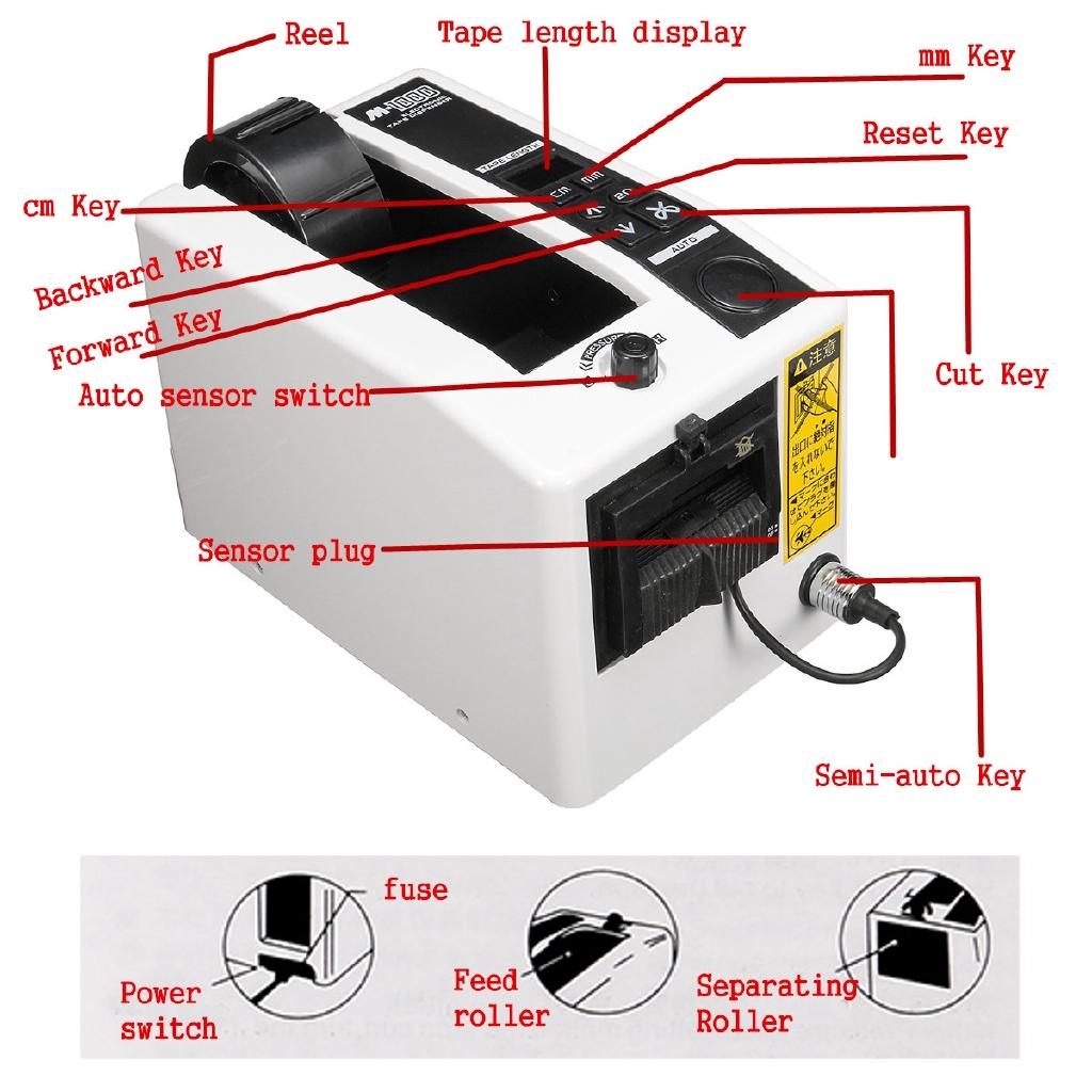 110V 60Hz JF-2000 Automatic Electric Auto Tape Dispensers Electric Adhesive Tape Cutter 18W