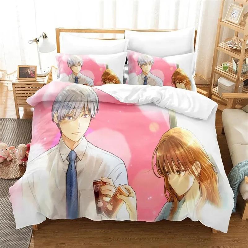 Anime Ice Guy and His Cool Female Colleague Bedding Set,Girls Adult Single Twin Queen Size,Duvet Cover Pillowcase Bedding