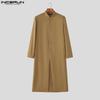 INCERUN Men Autumn Long Sleeve Buttons High Splits Long Coats Windbreaker