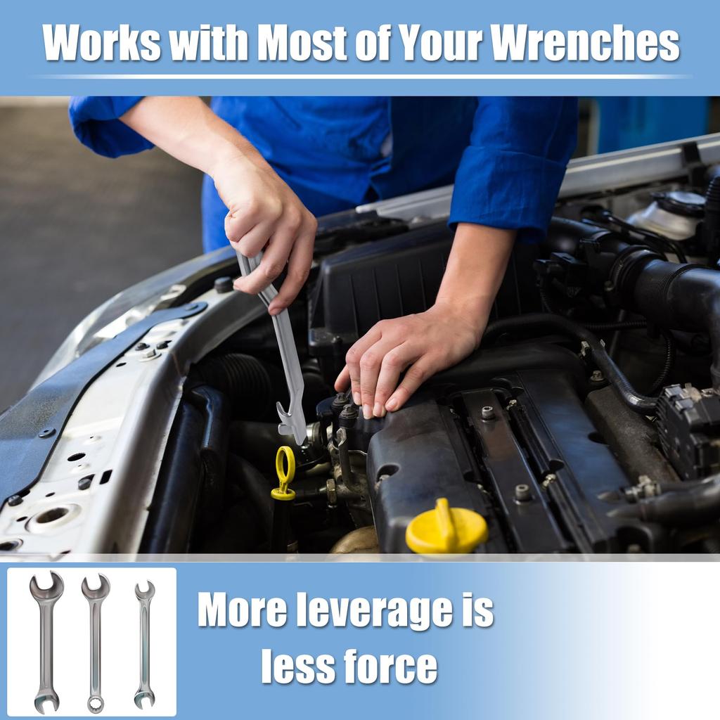 X AUTOHAUX Wrench Extender Tool Bar for Wrench Extenders with 13mm Square 38cm Open-End Holes,