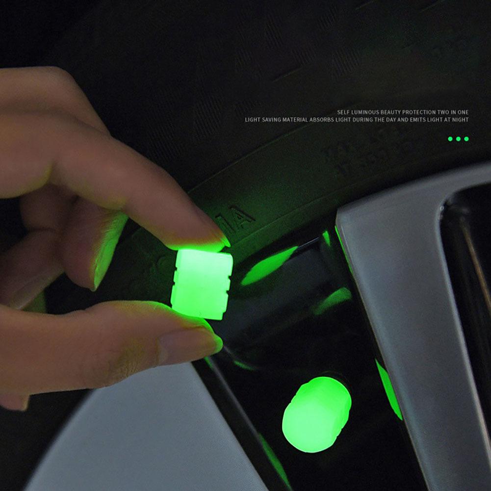 8 st Däckventil Stamkåpor Bil Luminous Tire Air Cap Fluorescerande säkerhetsventil Kärnskydd för bil Lastbil Suv Motorcyklar Cykel