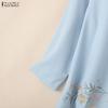 ZANZEA Women Casual Round Neck 3/4 Sleeve Loose Print Blouse