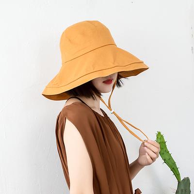 11cm Large Brim Sun Beach Hat Woman Casual Travel Solid Colors Bucket Hat Ladies Windproof Sun Visor Hat Wide Brim Summer Hat