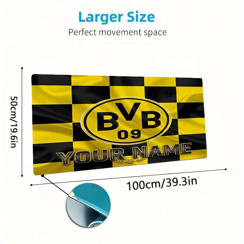 Borussia Individueller Name Große Größe Mauspads Große Gaming-Tischunterlage Rutschfest Laptop Tablet Großes Mauspads XXL Matte Mini-PC Spielmatte Mit Verriegeltem Rand