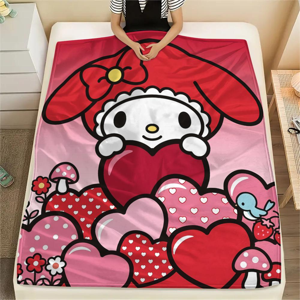 

1 шт. Фланелевое одеяло с принтом My Melody, Высококачественное, Для всех сезонов, Декор для дома, Тепло и уют, Идеально для рождественских подарков 80cm x 120cm