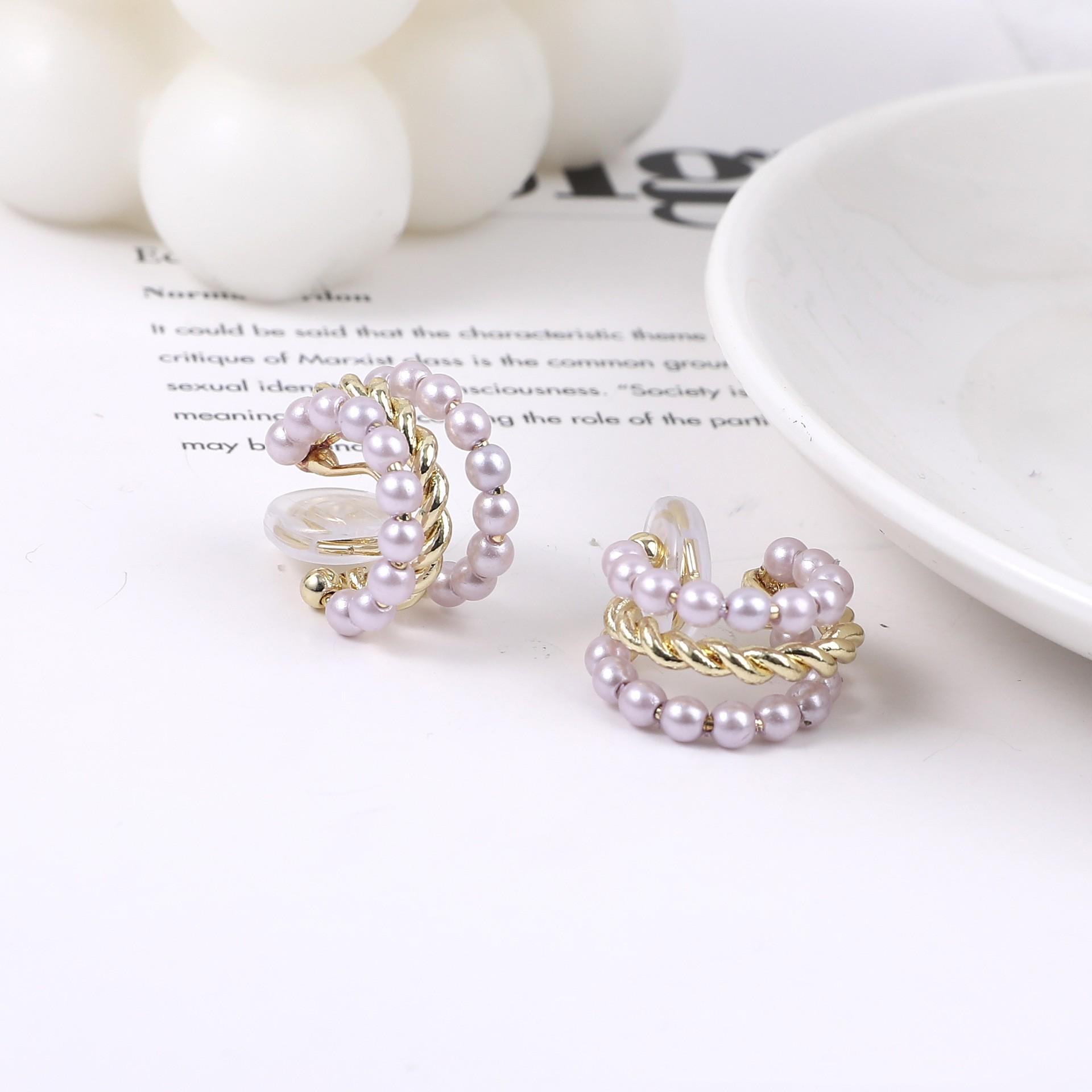 

Многослойные жемчужные зажимы для ушей с геометрическим рисунком, позолоченные серьги C-образной формы с москитной сеткой без проколов, серьги-манжеты для ушей