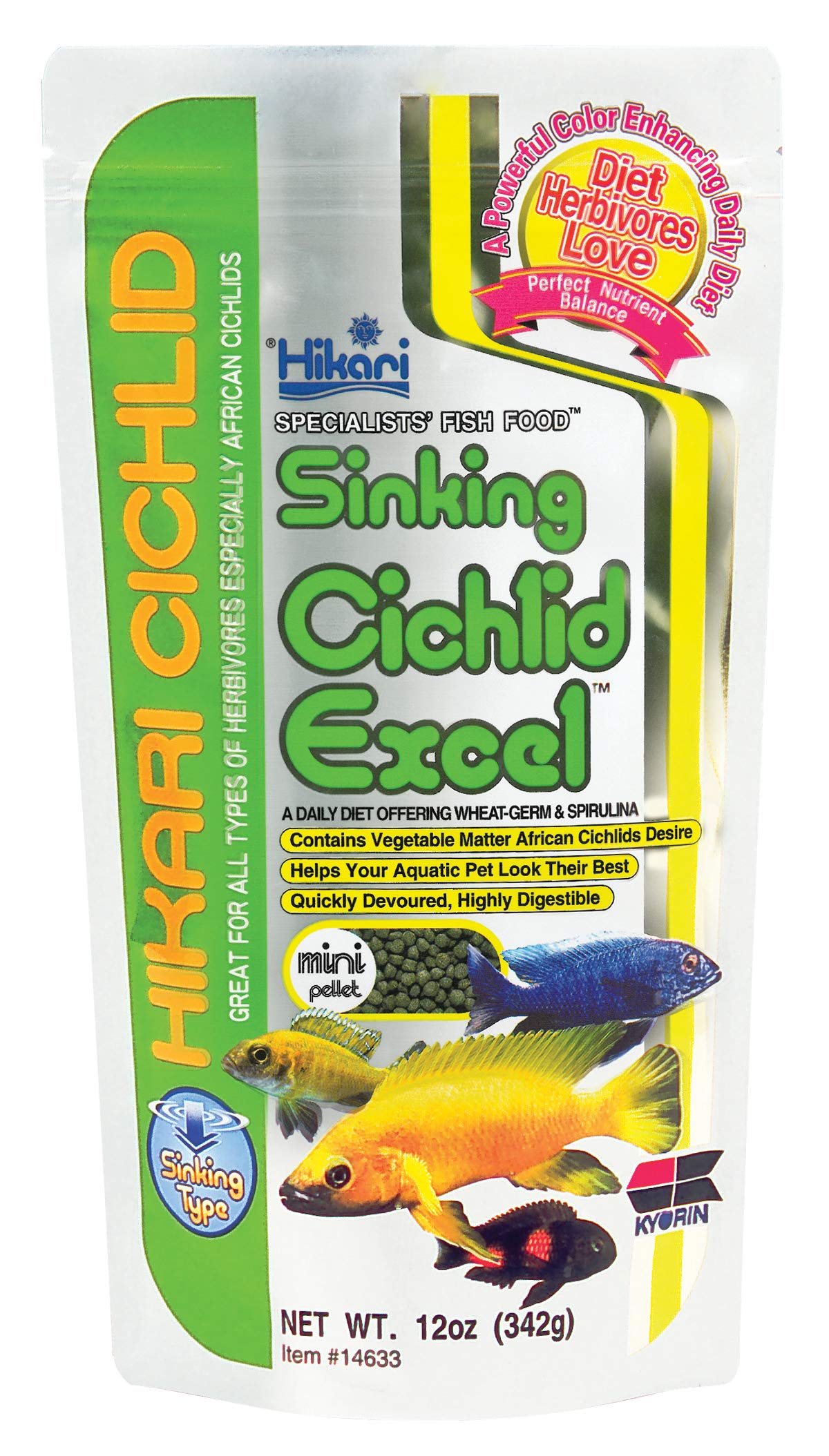 

Hikari Cichlid Excel Тонущий Мелкий Питательный 342г (х 1)