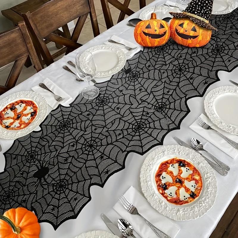 Halloween Polyester Lace Table Runner|Spider Web Table Decoration for Halloween Party,Festive Event Restaurant And Kitchen Decor