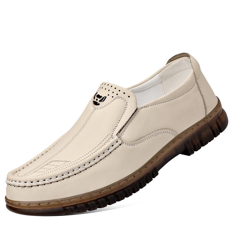 Fashion British Platform Non-slip Men's Loafers Spring Autumn Soft-soled Casual Driving Shoes Designer Solid Color Men Cow Leather Shoes