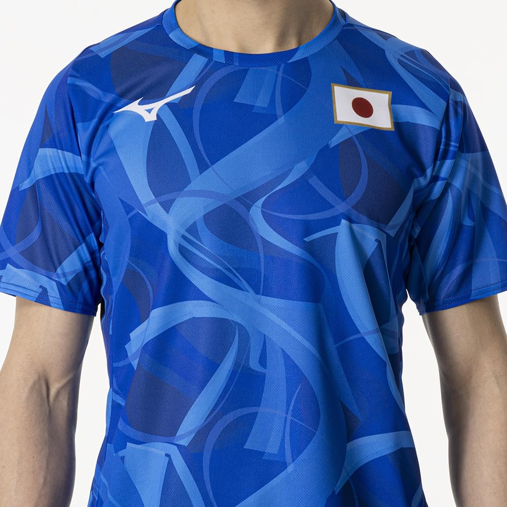 Mizuno Support T-Shirt with JAPAN Logo, Player-Inspired, Unisex, Kids' Sizes Available, MUGEN GRAPHIC 32MABPC1, Directoire Blue, Size 140