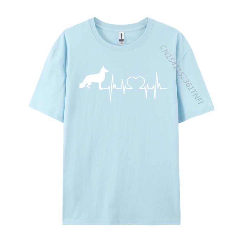 Gerunisex Shepherd Dog Gsd Heartbeat Printing TShirt Normal Coupons Male Valentine Day Tops Shirt Normal TShirt Premium Cotton