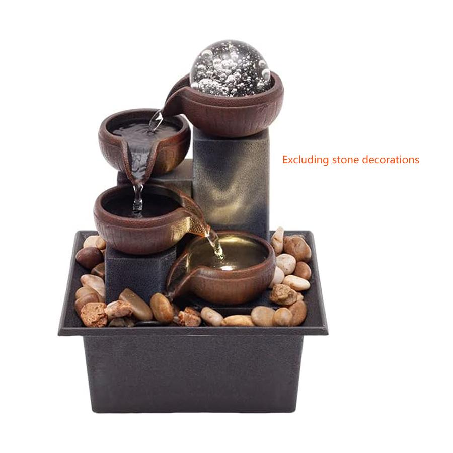 Mini Zen Tabletop Fountain - Relaxing LED Waterfall for Office Desk, Yoga Room & Feng Shui Decor