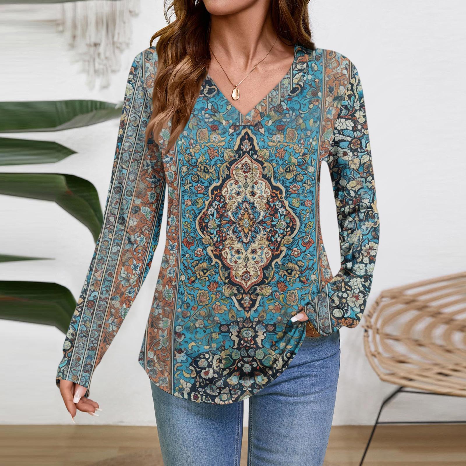 

Женские топы с длинным рукавом, нарядные повседневные футболки с V-образным вырезом, базовые футболки, одежда для отпуска, осенняя модная одежда XXL синий