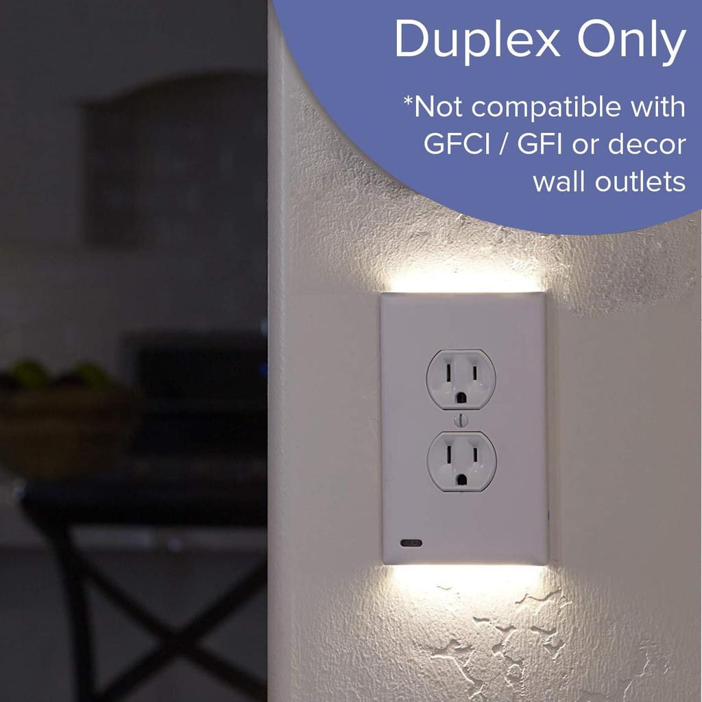 Outlet Cover Wall Socket Plate Double Led Night Light Sensor Coverplate Plug