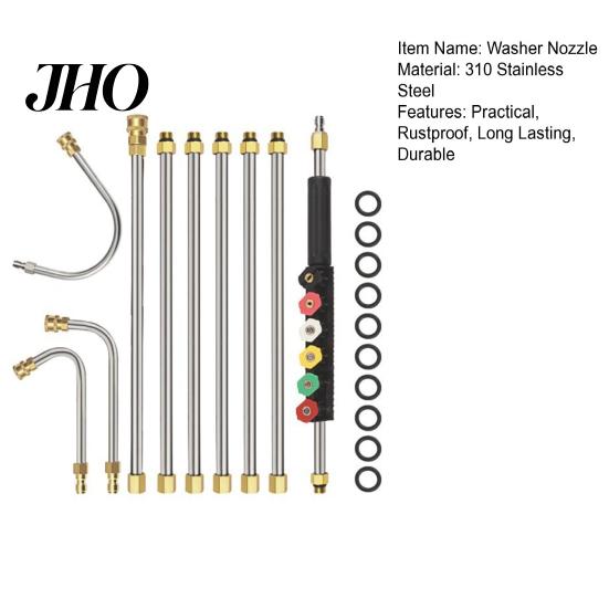 Pressure Washer Accessories 10Pcs 4000PSI Telescoping High Wand Nozzle Heads Set Quick-Connect Extension Gutter Cleaner Tool