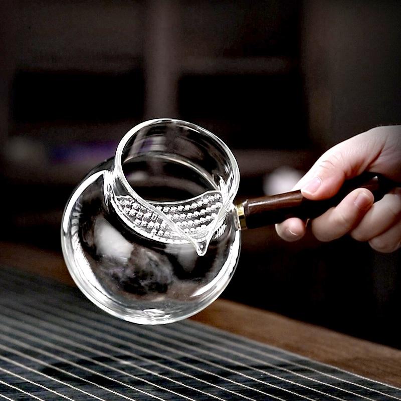 500ml Side Wooden Handle Glass Teapot With Crescent Filter Brewing Green Tea Pot Household Tea Maker Kung Fu Tea Set Teaware