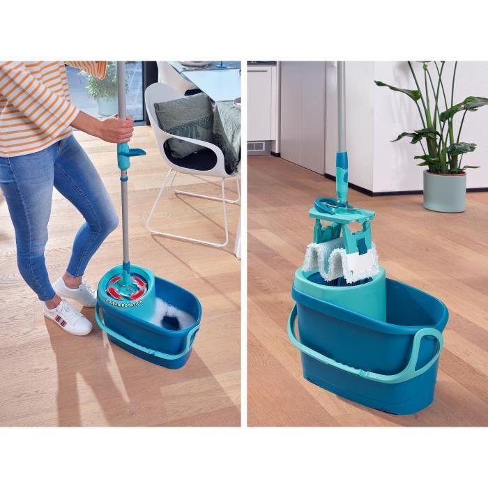 Set Lave Sol Avec Seau Essoreur Leifheit Clean Twist M Ergo 52120, Balais Serpillère Plat, Manche Télescopique De 110 À 140 Cm