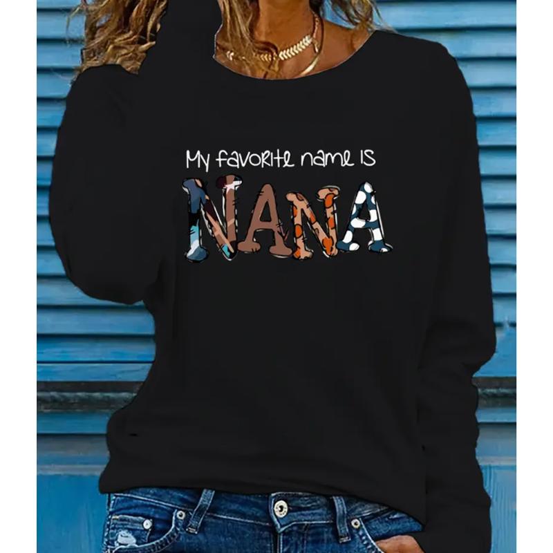 2025 Autumn & Winter Women's New Casual Crew Neck Long Sleeve Top 3D Letter Pattern