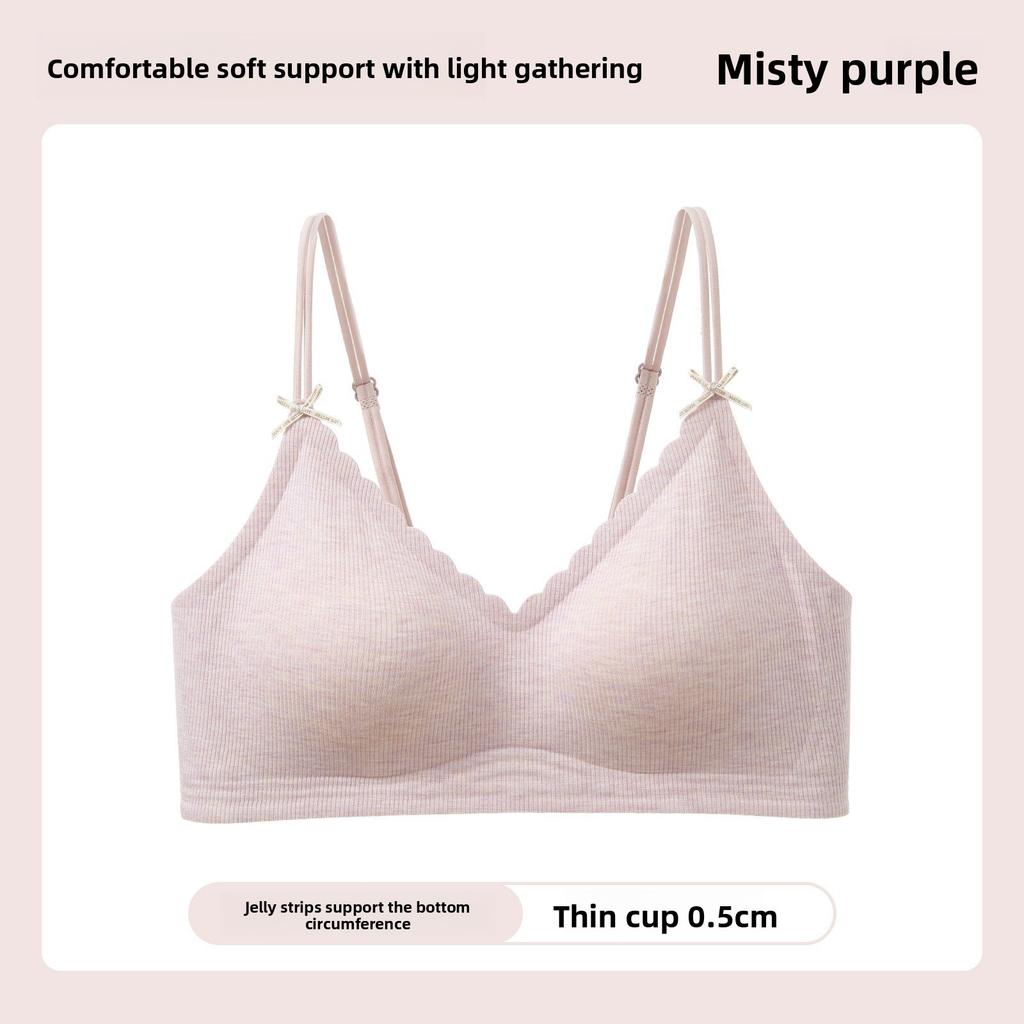 Sexy Off-Shoulder Jelly Strip Soft Support Bra, Small Bust Push Up Side Gathering Seamless Wireless Bra