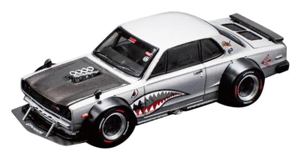

POP RACE x Enigma SKYLINE V8 DRIFT METALLIC SILVER Finished Product PRE005 1/64 GT-R (HAKOSUKA)