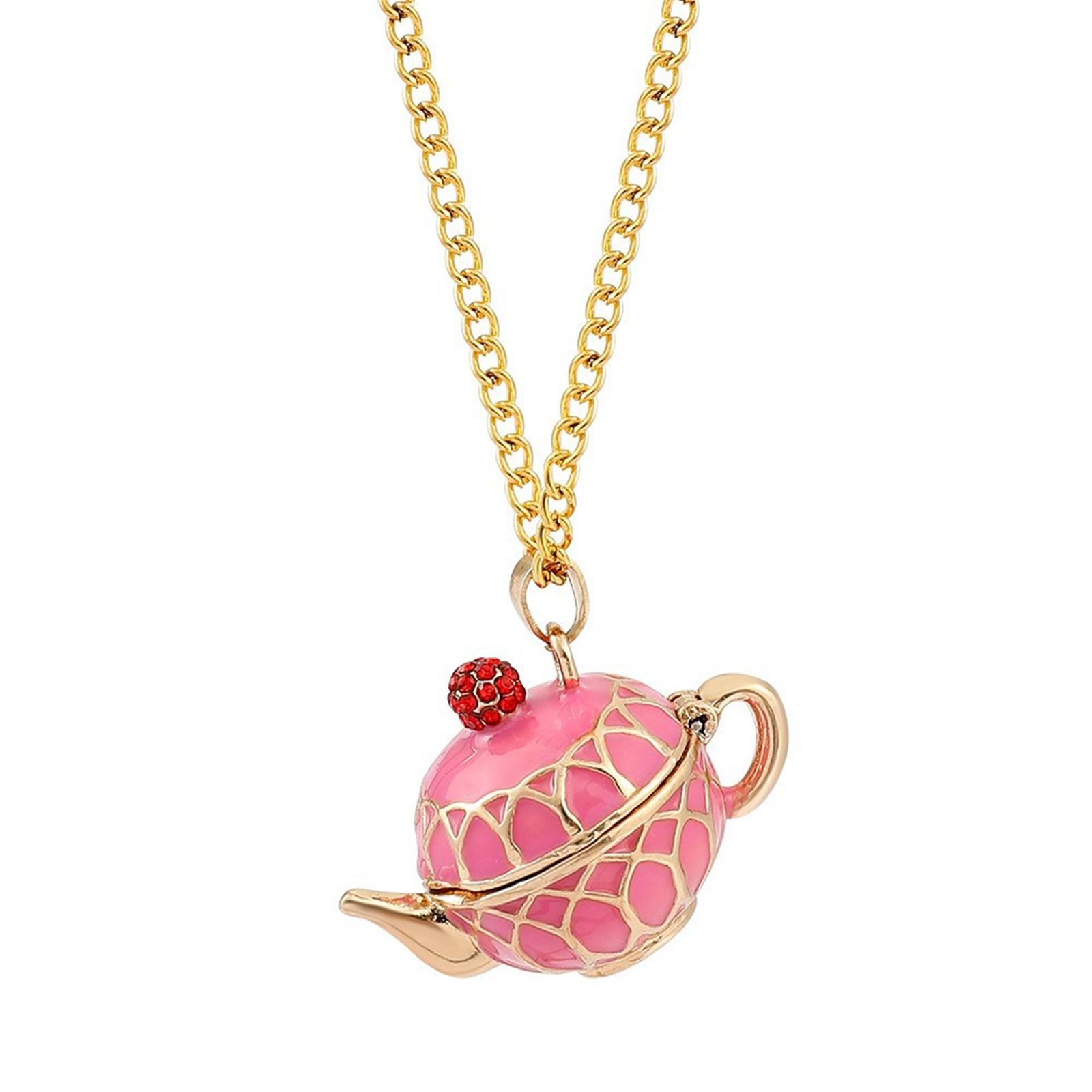 

Fashionable Enamel Teacup Necklace Handmade Sweater Chain Teacup Ear Studs Enamel Teacup Jewelry for Any Occasions