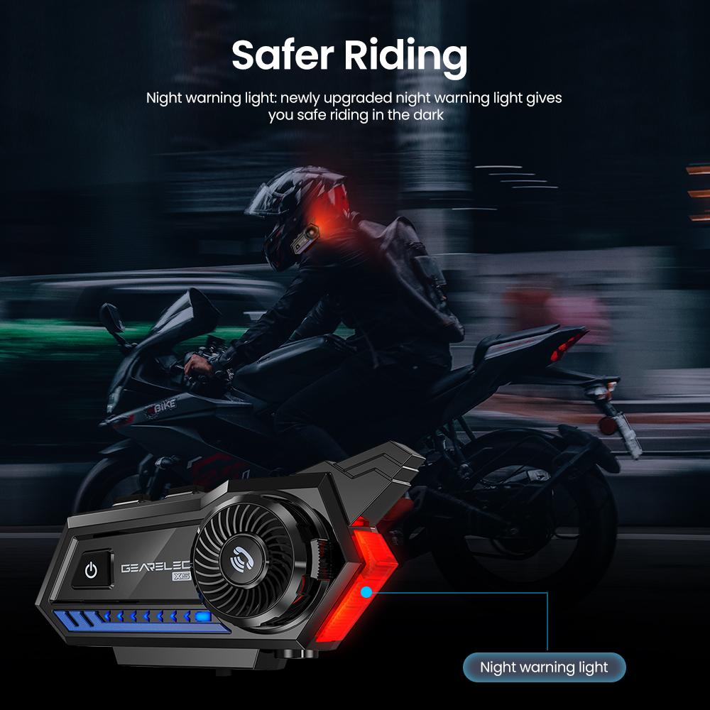 Motorsykkelhjelm Bluetooth-hodesett Håndfri ringesett IPX7 Vanntett 2800mAh BT5.2 trådløst stereohodesett med 1000 timers standbytid