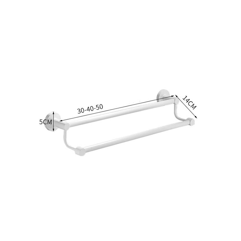 White Aluminum Bathroom Towel Rack Wall-mounted Single/Double Towel Rod Toilet Towel Storage Rack Bathroom Accessories