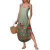 Women's summer long dress, sleeveless with side slits, long retro printed camisole dress