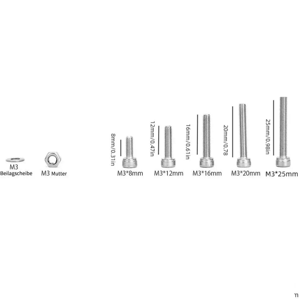 150pieces/box M3 X 8mm, 12mm, 16mm, 20mm, 25mm Hexagon Socket Screws, Bolts, Nuts, 304 Stainless