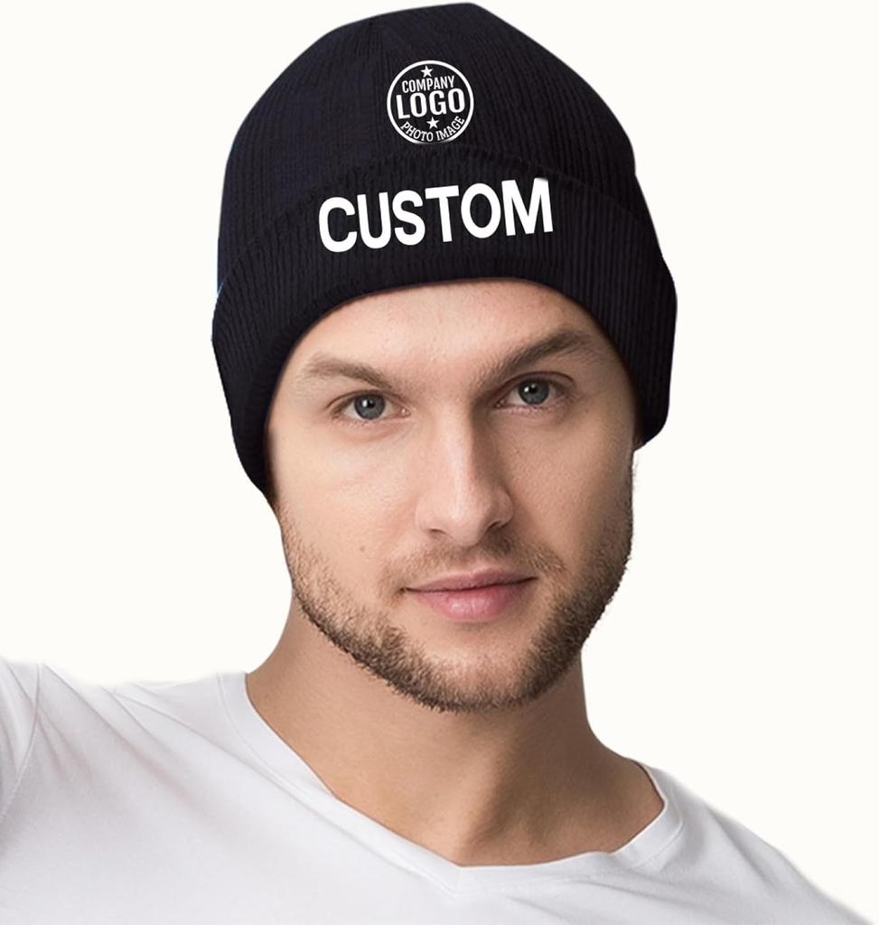 Custom Unisex Beanies with 3D Embroidery Personalized Logo Winter Hats-100% Acrylic Common Fabric
