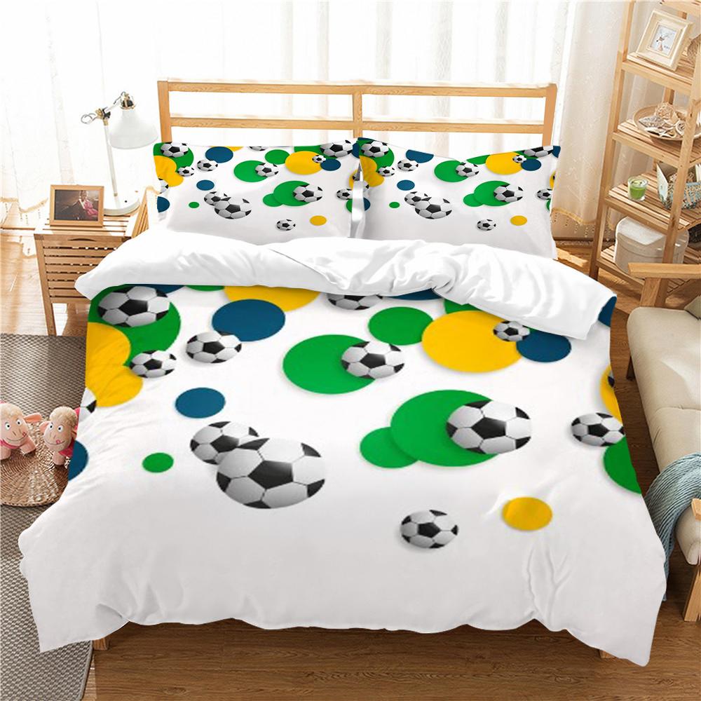 Bettwäsche-Set, 2/3-teilig, Bettbezug, 3D-Fußballdruck, Heimbettwäsche, Polyester-Mikrofaser, waschbar, für Schlafzimmer