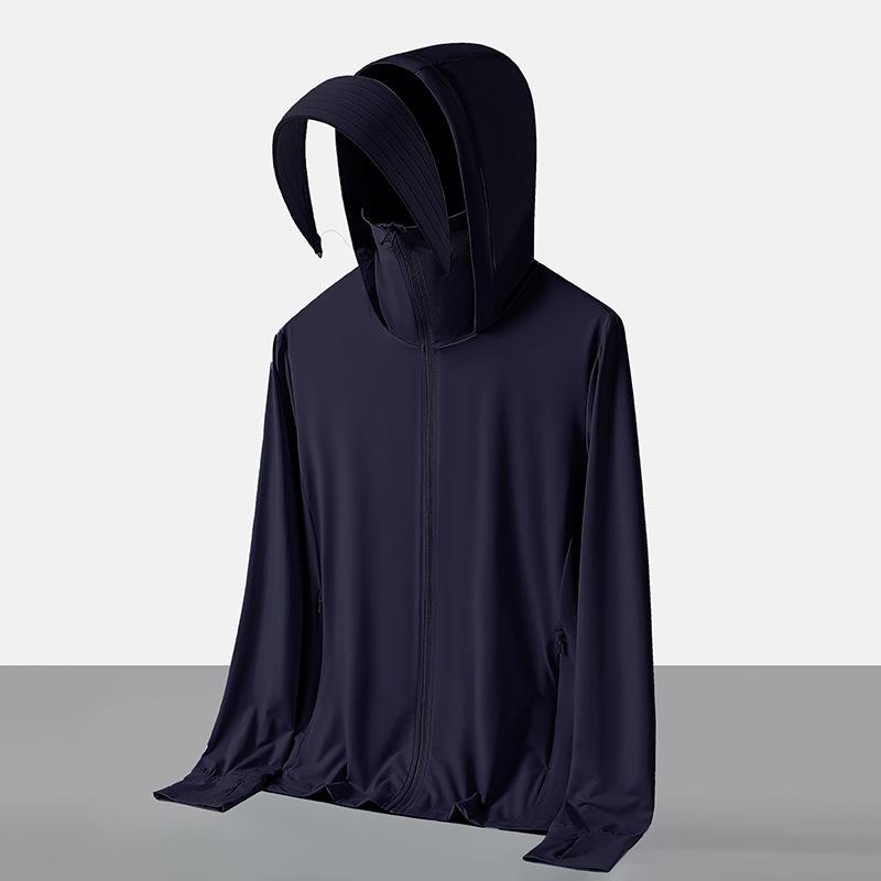 Raw yarn sunscreen clothing women's removable brim men's ice silk UPF + UV protection outdoor fishing sunscreen clothing
