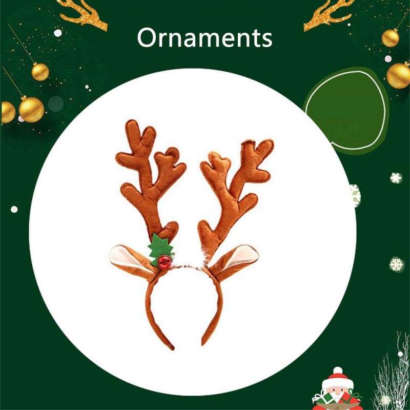 Vánoční čelenka s sobím parohem, losí parohy, obruč s červeným zvonkem, vánoční vlasové doplňky, Navidad 2025