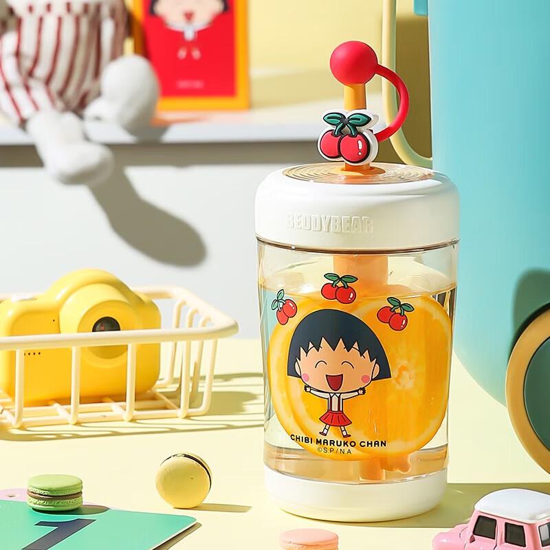 CUBI Bear Kids 580ml Squinting Maruko Straw Water Bottle