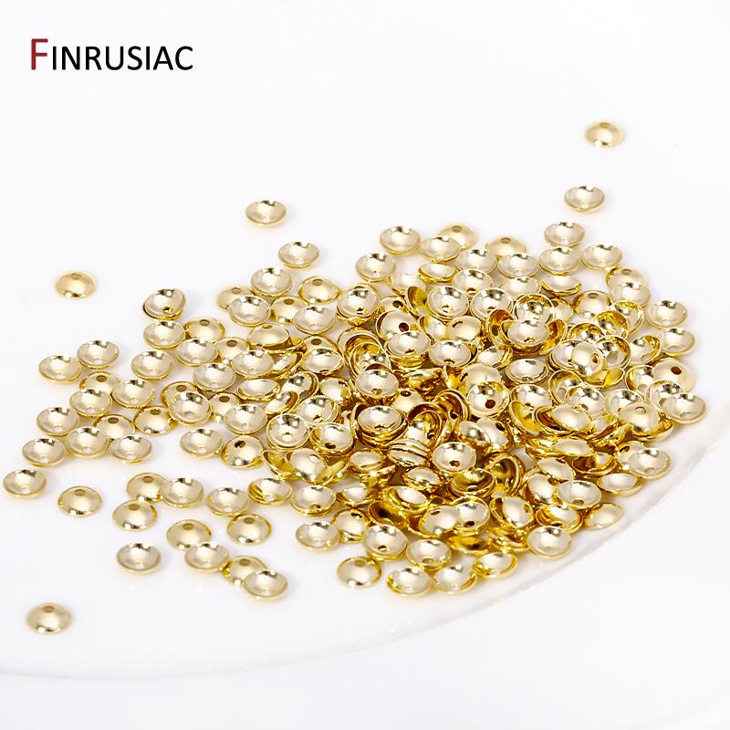 3/4mm 14K Gold Plated Brass Round Bead Caps Fitting,Bead End Caps For Jewelry Making Needlework Spacer Bead Caps DIY Accessorie