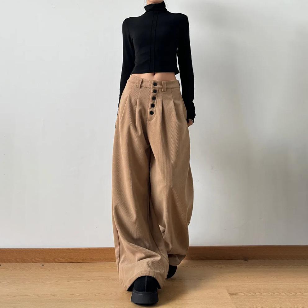 

Women s 2024 Winter American Retro Wide-Leg Casual Pants - Loose Fit, High-End Drape Design M