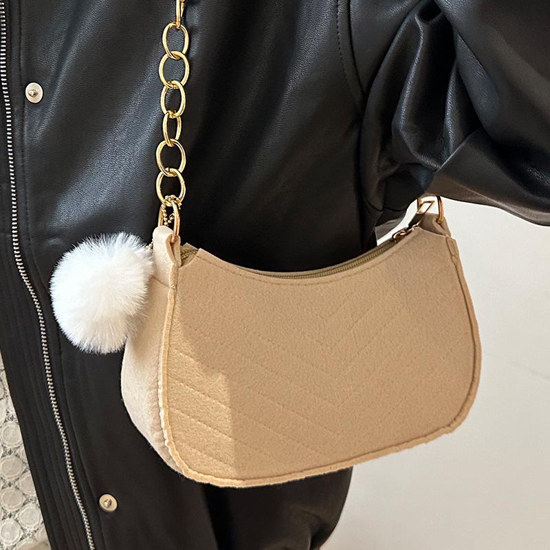 1Pcs Simple Light Weigh Underarm Bags Women'S Mini Felt Shoulder Bag Ergonomic Underarm Saddlebag Purse Shoulder Pouch