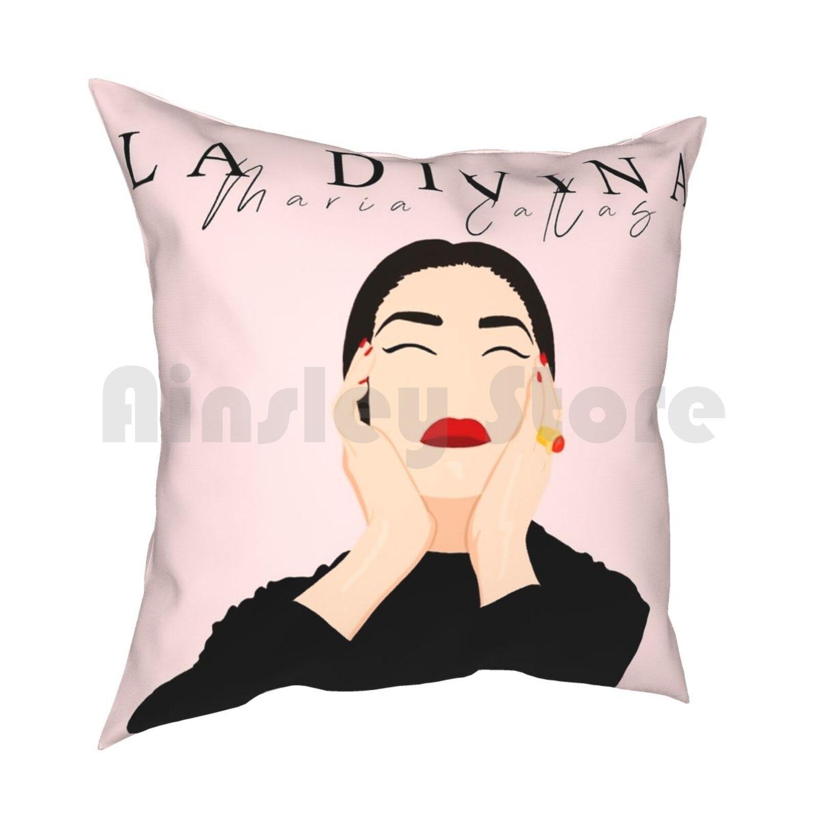 La DivinaMaria Callas Pillow Case Printed Home Soft DIY Pillow Cover Pose Maria Callas Opera Opera Art Pink Minimal 30x30cm 12x12in