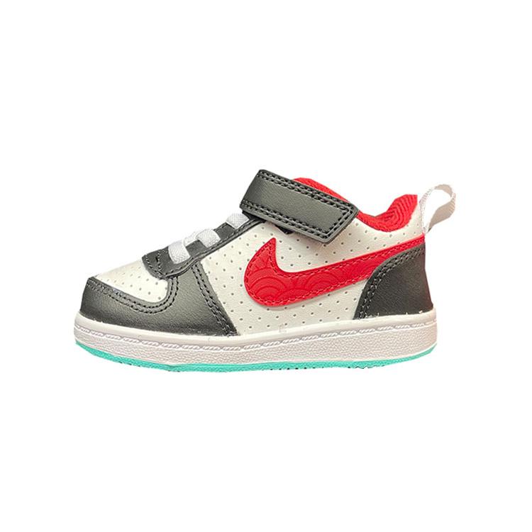 

Nike Court Borough Leather Low top Toddler Shoes White Black Red Infant And Toddler DQ5356-161 23.5