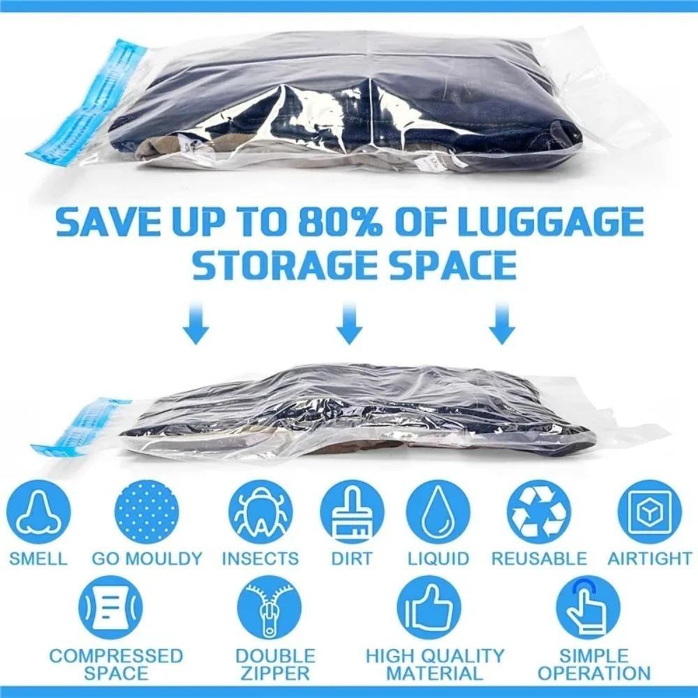 Reusable Travel Clothes Air Vacuum Bags Roll Up Compression Storage Bags for Suitcases Tops Pants Portable Foldable Storage Bags